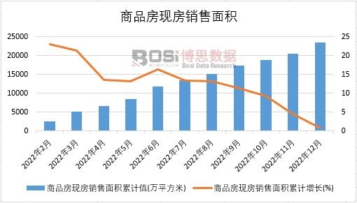 2022年中國商品房現房銷售面積月度統計